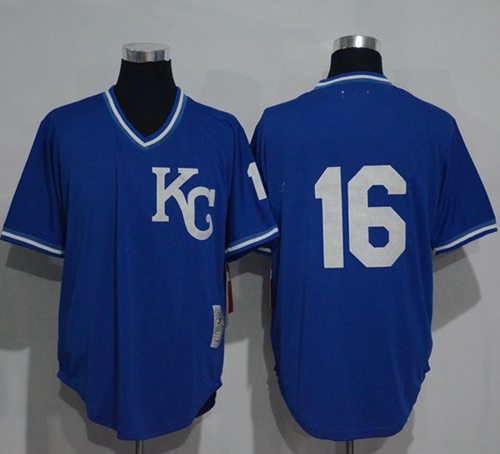 Mitchell And Ness 1989 Royals #16 Bo Jackson Blue Throwback Stitched MLB Jersey - Click Image to Close